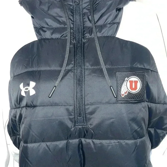 Men's Under Armour Utah Utes Hybrid Half-Zip Jacket - Black/White​​ - Picture 5 of 16